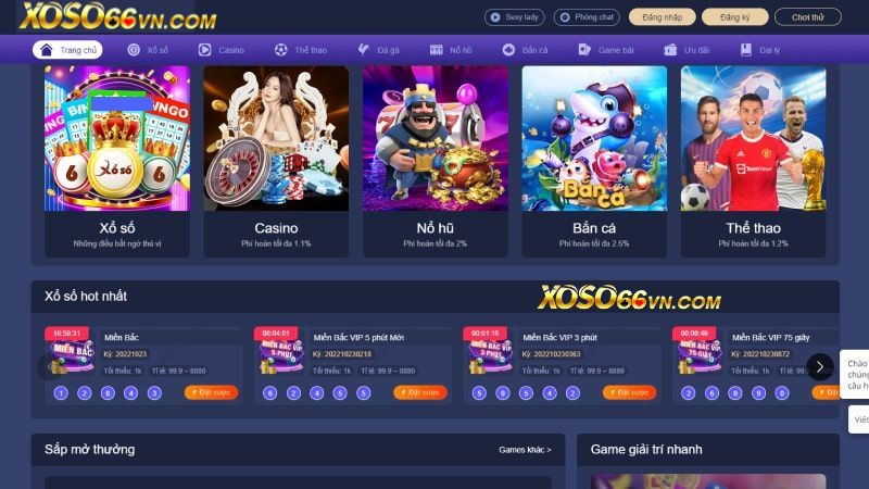 Giao diện cá cược Esport Xoso66 cực chuyên nghiệp